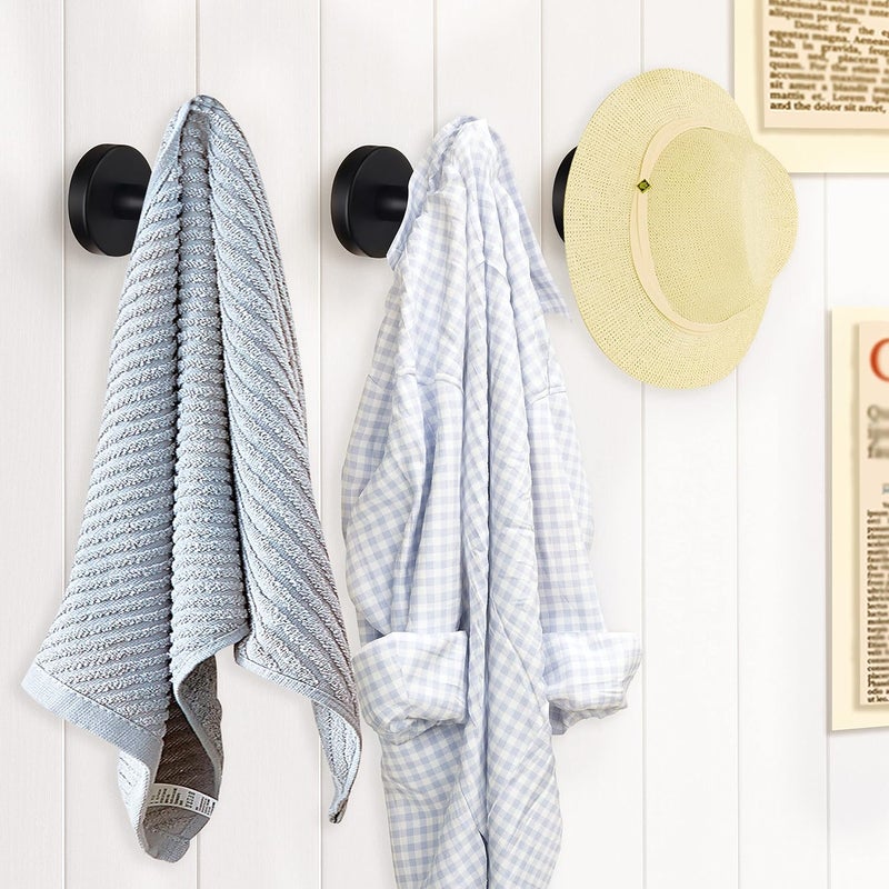 Homagic Bathroom Robe Towel Hooks Coat Matte Black Wall Hook Stainless Steel Heavy Duty Door Hanger Towel Robe Clothes Cabinet Closet Sponges Hook for Bathroom Bedroom Kitchen Hotel Pool 8 Packs - Image 5